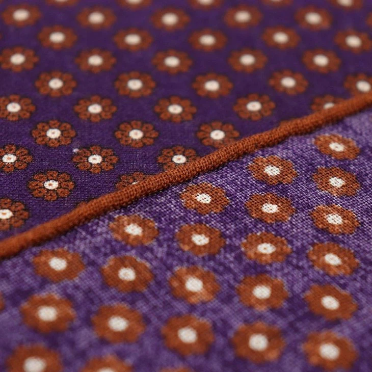 5 Burgundy Floral Pocket Square(001)