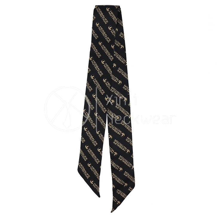 Black Silk Skinny Scarf